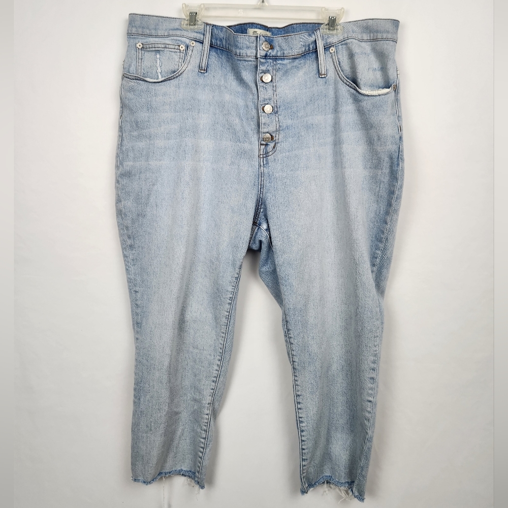 Madewell Jeans The High-Rise Slim Crop Boy Jean, Button Fly, Raw Hem Size 36